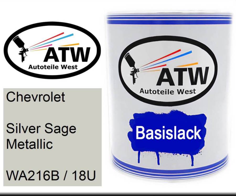 Chevrolet, Silver Sage Metallic, WA216B / 18U: 1L Lackdose, von ATW Autoteile West.